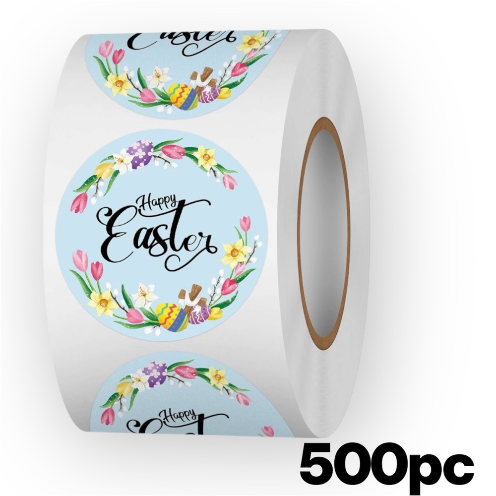500 Happy Easter Stickers Roll 1.5” - NEW